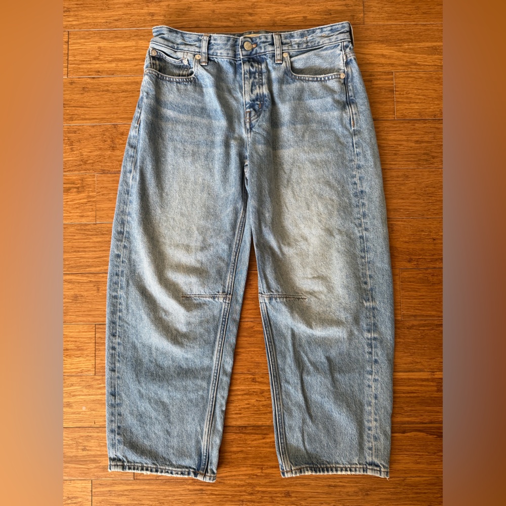 Madewell The Darted Barrel Leg Denim Blue Jeans 26 petite 26p